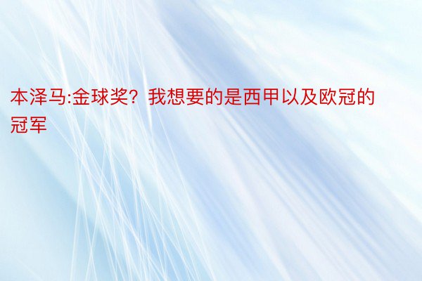 本泽马:金球奖？我想要的是西甲以及欧冠的冠军