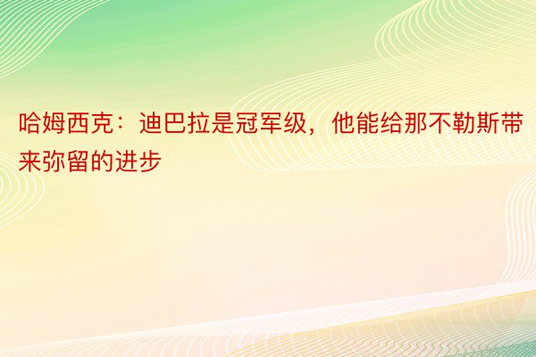 哈姆西克：迪巴拉是冠军级，他能给那不勒斯带来弥留的进步