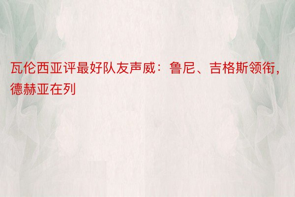 瓦伦西亚评最好队友声威：鲁尼、吉格斯领衔，德赫亚在列