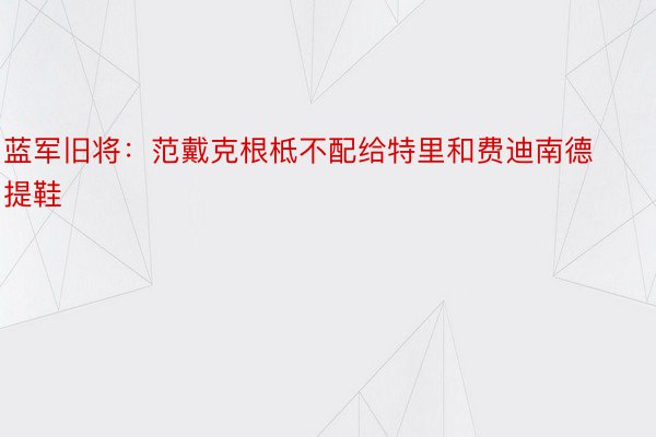 蓝军旧将：范戴克根柢不配给特里和费迪南德提鞋