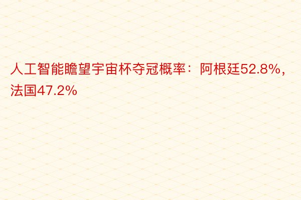 人工智能瞻望宇宙杯夺冠概率：阿根廷52.8%，法国47.2%