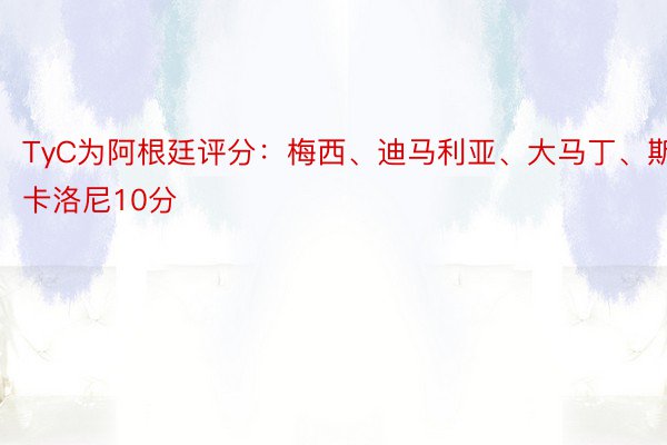 TyC为阿根廷评分：梅西、迪马利亚、大马丁、斯卡洛尼10分